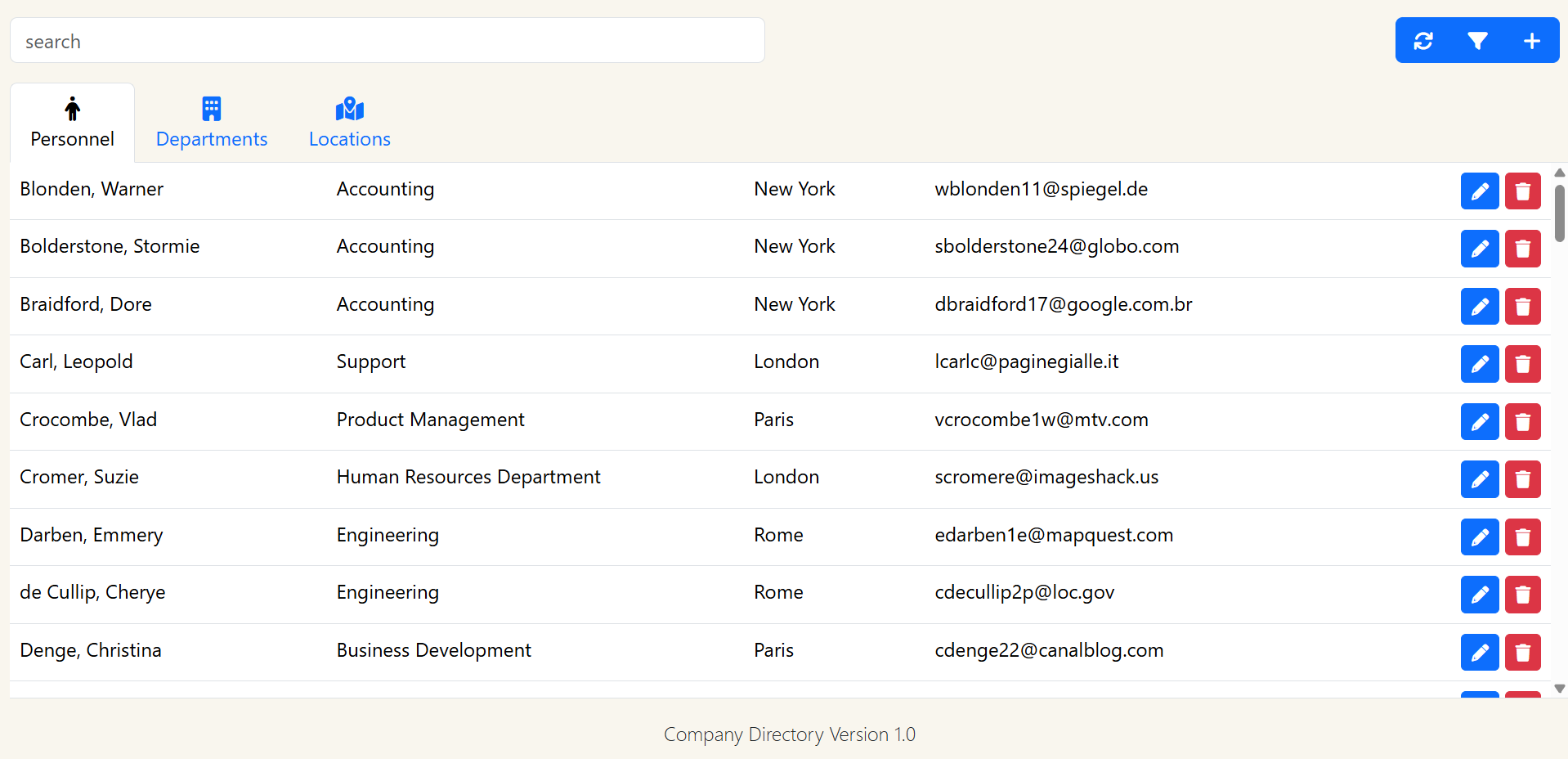 Company Directory Project